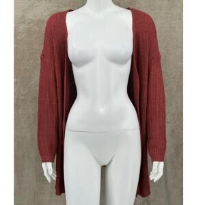 Dreamers Sweater Womens Large Red Knit Strappy Back Open Cardigan Autumn‎ Cozy